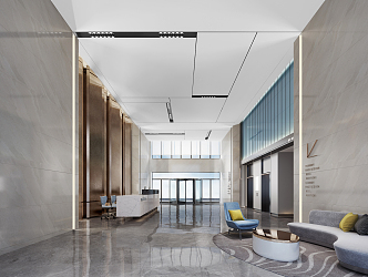 Modern Hall Office Building Lobby 3d model