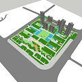 Modern High Rise Residential Buildings With Central Entrance Fountain Car And Green Landscape