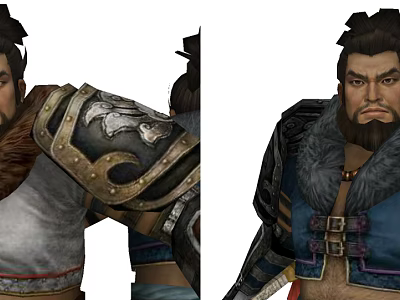 Game Movie Character Warrior In Traditional Armor With Fur Collar And Detailed Design 3d model