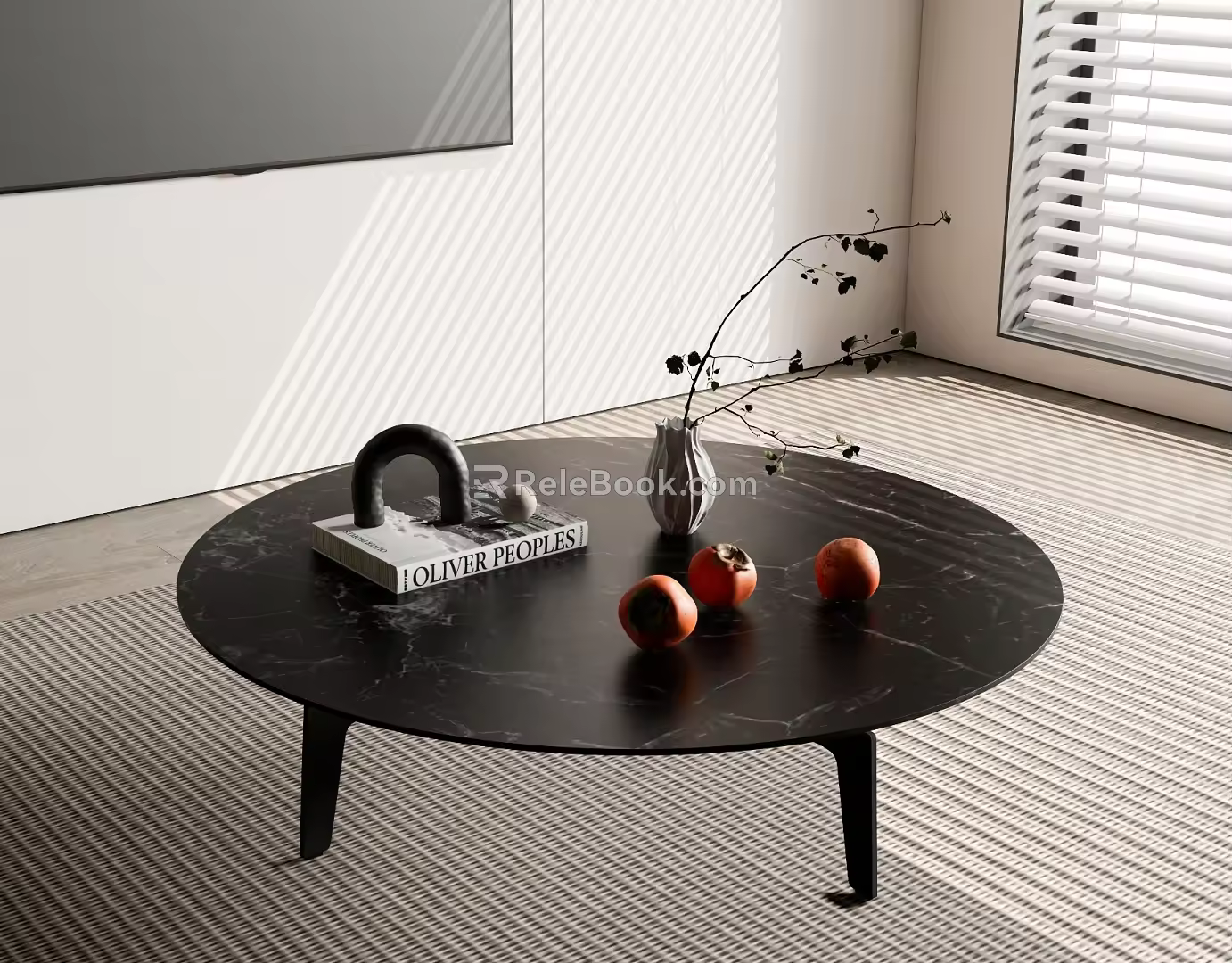 Poliform round coffee table ornaments combination 3d model