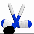 Blue And White Crossed Hockey Sticks With Black Puck Sports Equipment
