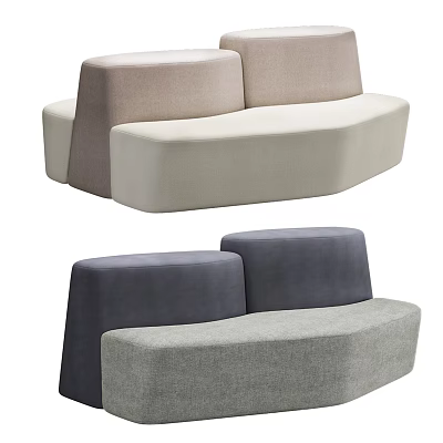 Modern Multi Seat Sofa With Curved Design And Neutral Color Combinations 3d model