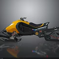 Yellow and Green Snowmobile With Black Seat Tracks And Mechanical Components