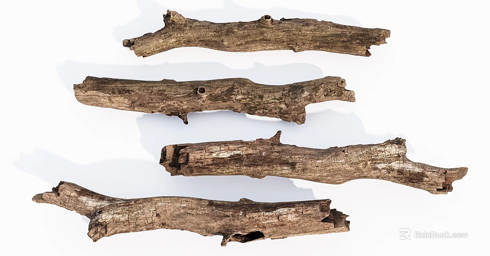 Natural Wooden Logs With Rustic Texture And Organic Shape For Decorative Projects 3d model