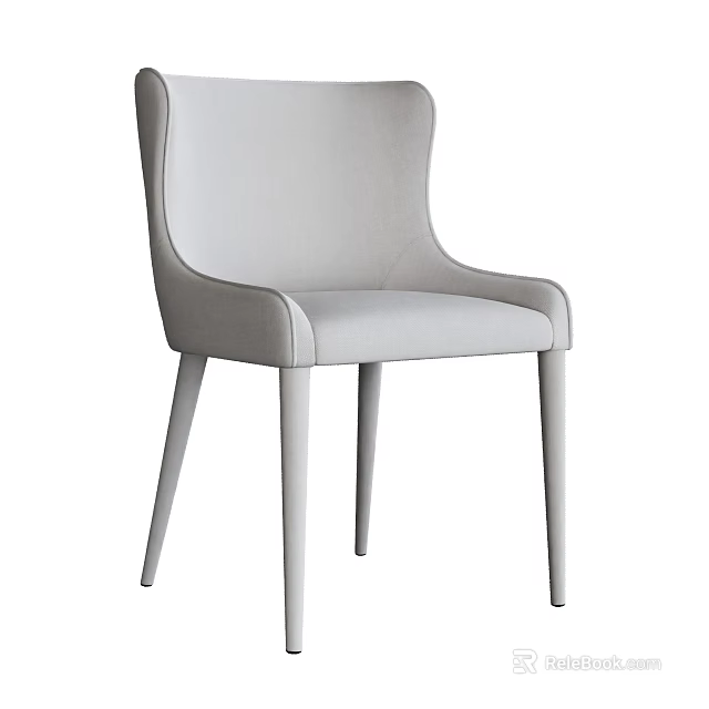 Modern Gray Upholstered Dining Chair with Sleek Legs Armrests and Comfortable Backrest 3d model