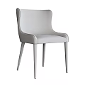 Modern Gray Upholstered Dining Chair with Sleek Legs Armrests and Comfortable Backrest 3d model