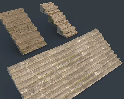 Modern Stepped Stone Steps 3d model