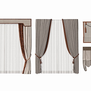 New Chinese Curtain Roman Curtain 3d model