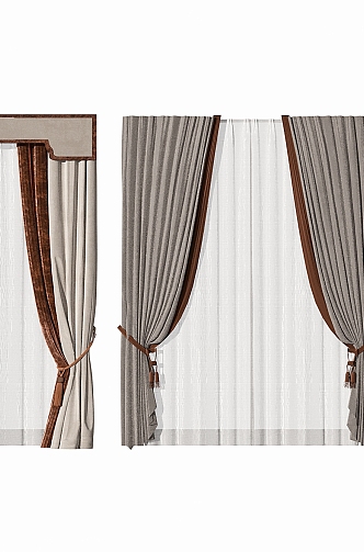 New Chinese Curtain Roman Curtain 3d model