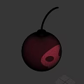Red Bomb Weapon Featuring Skull Design And Black Fuse For Tactical Use