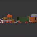 Colorful Toy Train With Blue Orange Green Cars And Brown Red Decorated Head