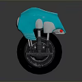 Turquoise Unicycle Modern Stylish Design With Streamlined Body And Black Pedals