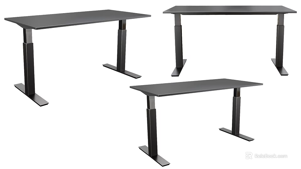Modern Bar Counter Design With Black Tabletop And Sturdy Metal Support Legs 3d model 