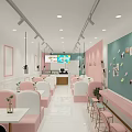 Modern Japanese Restaurant Interior Design Featuring Pink White Seats Green Walls And Wall Notes