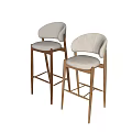 Modern Design Bar Stools With Light Colored Cushioned Seat Backrest And Wooden Legs