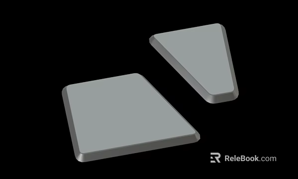 Two Flat Gray Geometric Panels With Different Shapes On Black Background 3d model 