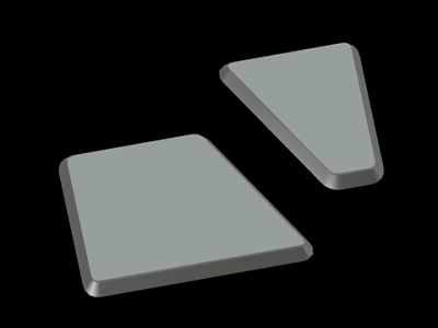 Two Flat Gray Geometric Panels With Different Shapes On Black Background 3d model