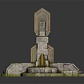 Decorative Stone Scene Component With Symmetrical Arch Pillars And Textured Circular Base 3d model