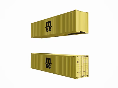 Two Yellow Industrial Shipping Containers With MSC Logo For Logistics Applications 3d model