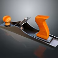 Wooden Hand Plane With Orange Handle And Metal Base For Woodworking