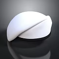 Classic White Hat With Round Dome Shape Black Brim On Dark Background With Reflection