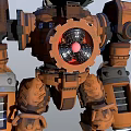 Spiked Brown Orange Mech Robot Game Movie Character With Horned Head And Sharp Legs