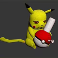 Yellow Pikachu Character With Black Ears Holding Red And White Poké Ball