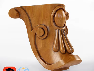 Artistic Wooden Decorative Ornament Set With Intricate Carved Patterns For Home Decoration 3d model