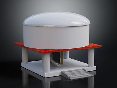 Architectural Building Model With White Dome Red Platform White Columns And Stone Steps 3d model