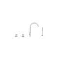 Modern Chrome Kitchen Faucet With Control Knobs And Handle Components