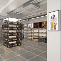 Modern Tobacco And Alcohol Store Interior With Glass Shelves Displaying Various Wines And Tobacco Products