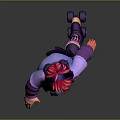 Game Movie Character With Red Hair Purple Hoodie Cartoon Graphic Skirt And Roller Skates