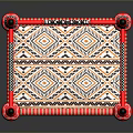 Ornate Red Dining Chair With Intricate Carved Design Decorative Posts And Green Accents