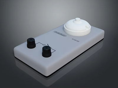 Light Gray Switch Panel Featuring White Control Knob Black Adjustment Knobs And Control Labels 3d model