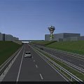 Road Infrastructure Featuring Two Way Lanes Guardrails Green Slopes And Moving Cars