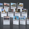 Daily Calendars with Various Scenic Pictures Including City Landscapes and Architecture