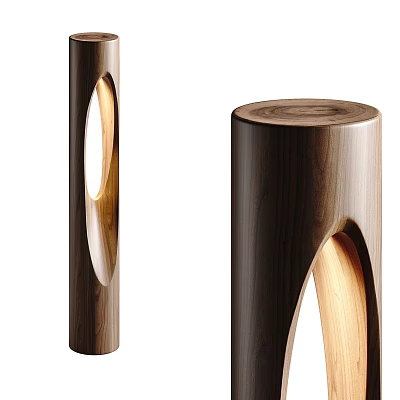 Modern Wooden Floor Lamp With Curved Cutout And Warm Light For Living Room Home Decor 3d model