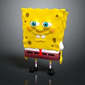 SpongeBob SquarePants Character Yellow Sponge With Big Blue Eyes Smiling Face Red Tie Brown Shorts