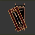 Ancient Weapon With Red Gold Decoration And Intricate Wheeled Structure Design