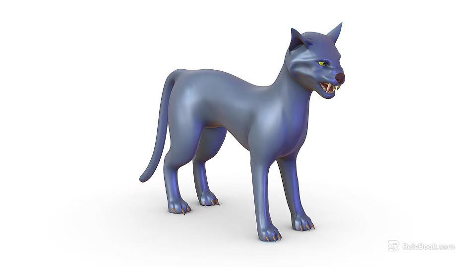 Blue Cat Sculpture 3D Model Figure With Glossy Finish And Standing Pose 3d model 