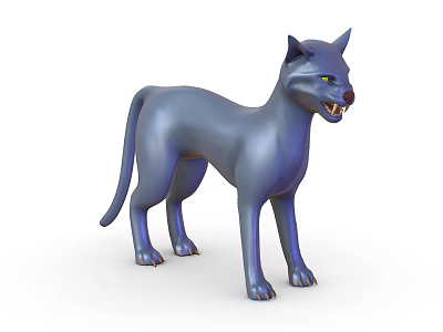 Blue Cat Sculpture 3D Model Figure With Glossy Finish And Standing Pose 3d model