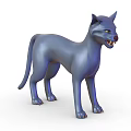 Blue Cat Sculpture 3D Model Figure With Glossy Finish And Standing Pose
