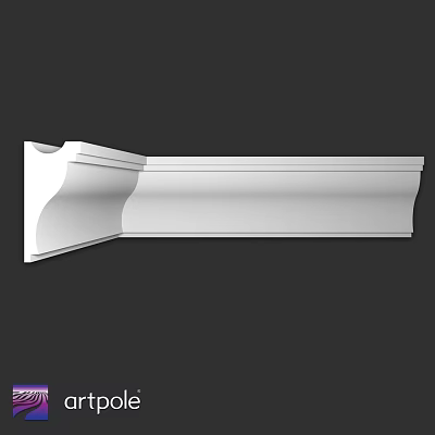 White Elegant Decorative Molding With Smooth Surface For Interior Decoration 3d model