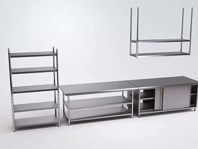 Modern Metal Storage Furniture Including Floor Standing Racks And Wall Mounted Shelves 3d model