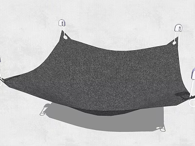 Black Woven Textile Hammock Suspended With Metal Hooks For Outdoor Relaxation 3d model