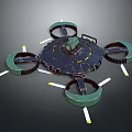 Mechanical Multirotor Device Featuring Green Components Circular Design And Propeller Arms 3d model
