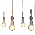 Modern Spiral Metal Pendant Lights In Gold And Dark Gray Finish With White Bulbs Hanging
