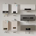 Various Water Heater Designs Including Digital Displays And Diverse Colors