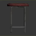 Red Upholstered Circular Seat Bar Stool With Metal Legs And Simple Design