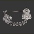 Traditional Handmade Silver Ornament With Intricate Patterns And Feather Design